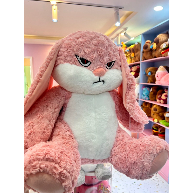 Thú nhồi bông thỏ quạo màu hồng đáng yêu - Size từ 35cm đến 1m - Quà tặng gấu bông thỏ mặt giận dữ hồng phấn mềm mịn