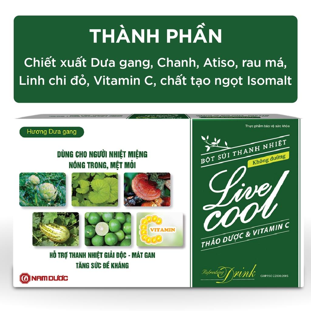 Bột sủi thanh nhiệt Livecool - không đường hỗ trợ giảm nóng trong, giải độc, mát gan, tăng sức đề kháng- Hộp 10 gói