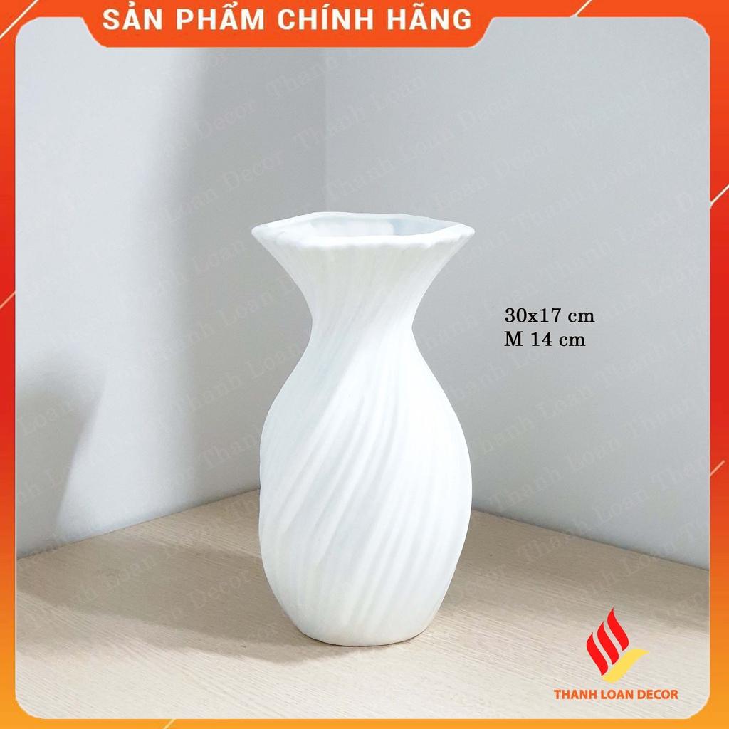 Lọ hoa gốm Bát Tràng cỡ trung - Bình hoa decor sứ sương trang trí đẹp - Nhiều mẫu - Màu trắng