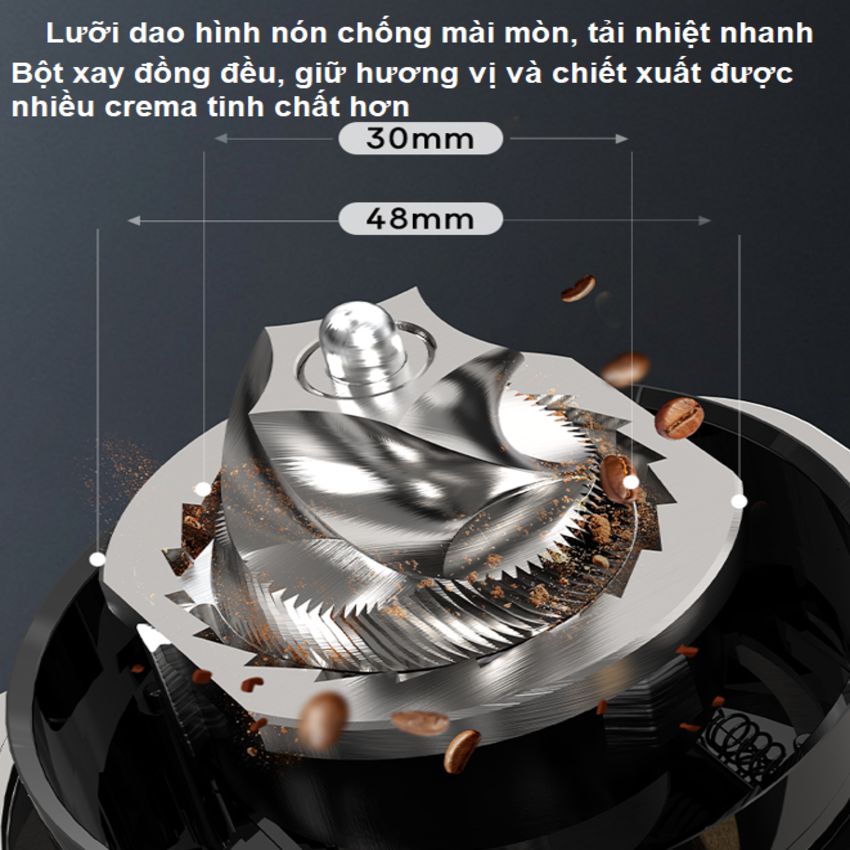 Máy xay hạt cà phê Espresso chuyên nghiệp thương hiệu HiBREW G7 tích hợp 48 chế độ xay - Hàng Chính Hãng