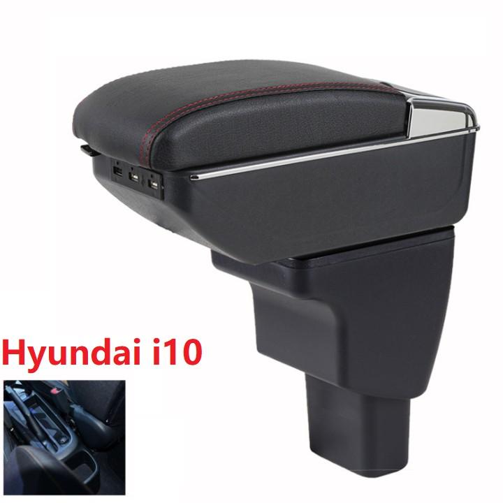 Hộp tỳ tay xe hơi Hyundai i10 tích hợp 7 cổng USB, chất liệu nhựa ABS và da PU cao cấp