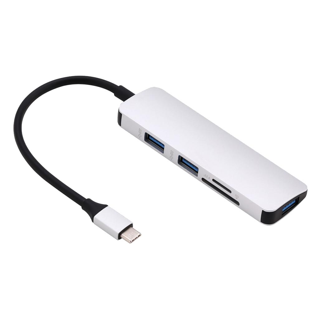 USB Hub Adapter, Type-C to USB 3.0 Converter and Card Reader for SD TF For