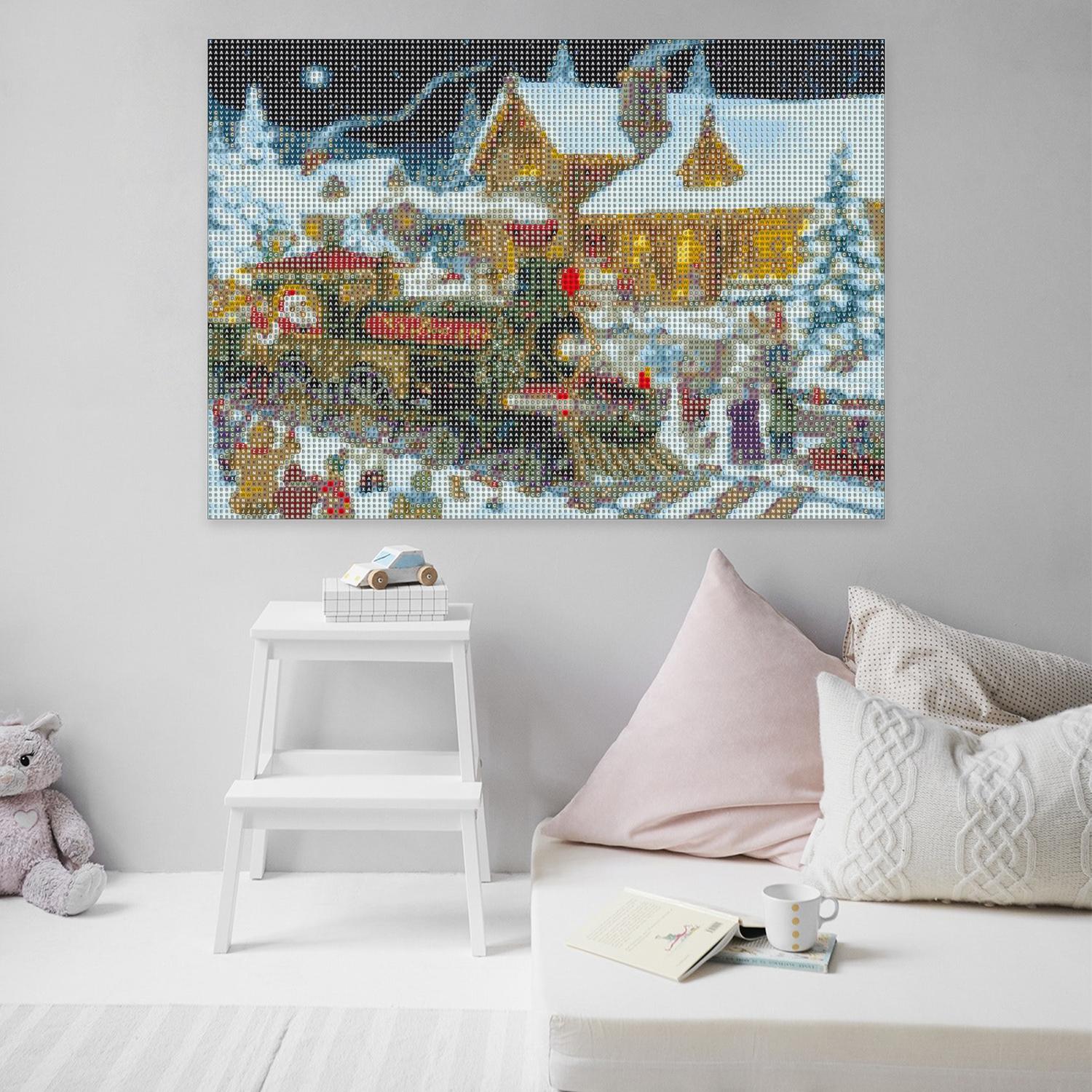 Tranh kim cương Giáng Sinh mô hình Tuyế t thạch nhựa có độ nét cao