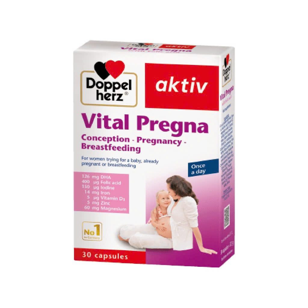 Viên Uống Vital Pregna Doppelherz Bổ sung vitamin, dưỡng chất thiết yếu cho bà bầu 30 Viên