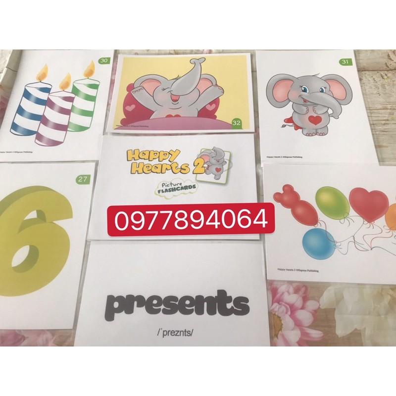 Flashcards Happy Hearts 2 ép plastic bền đẹpgiáo cụ dạy học phải có cho giáo viên Tiếng Anh️