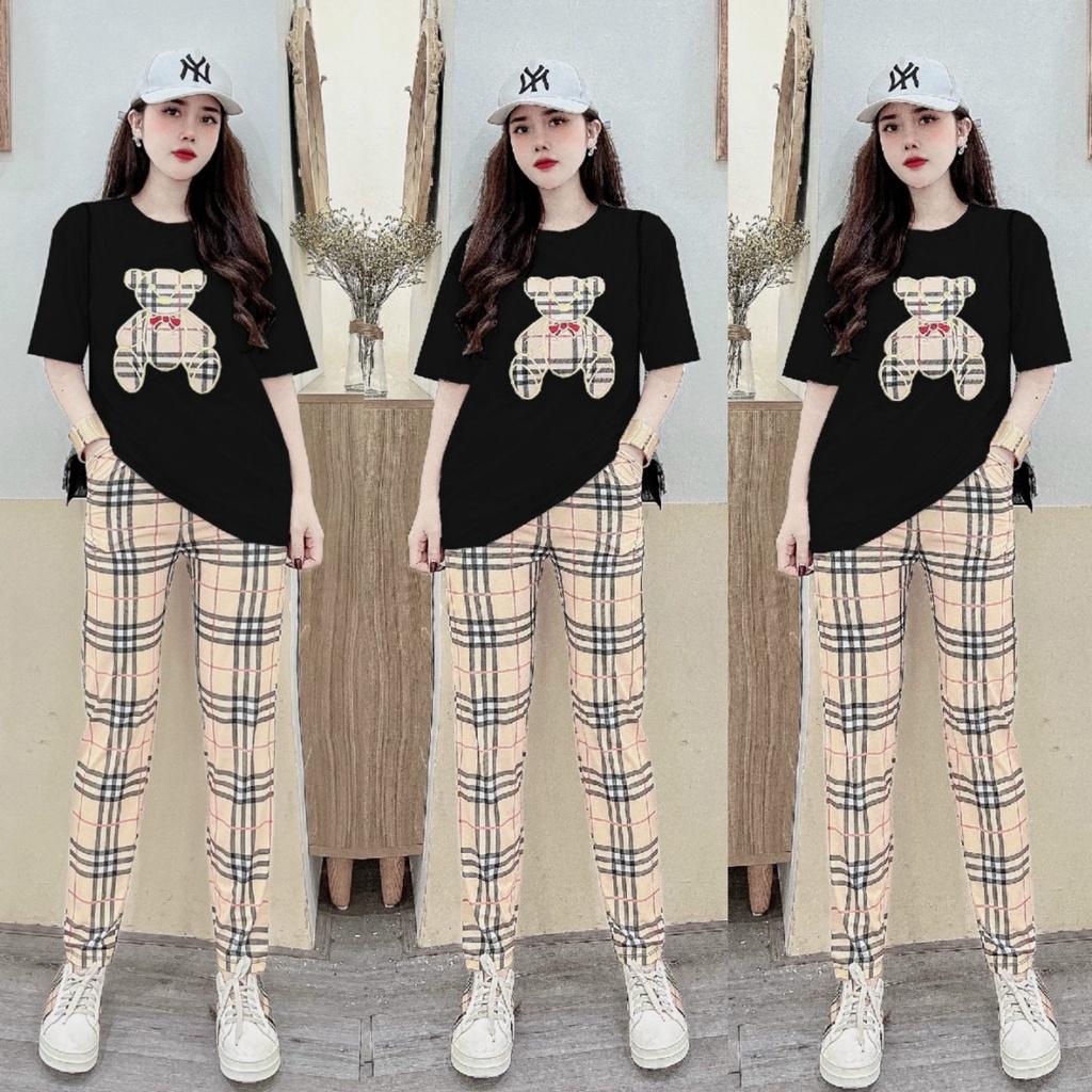 SET BỘ THỜI TRANG FOM RỘNG PHỐI HỌA TIẾT BBR GẤU THÊU