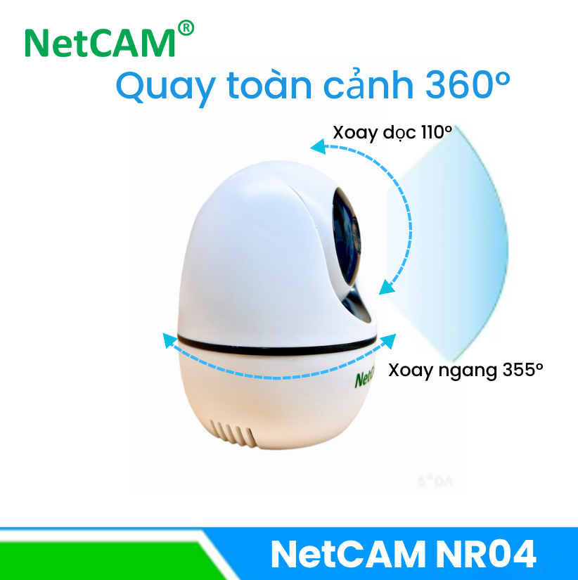 Camera WiFi NetCAM NR04 3.0MP, Quay quét 360 độ, Đàm Thoại 2 chiều, Báo động qua điện thoại - Hàng chính hãng