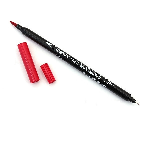 Bút lông hai đầu màu nước Marvy LePlume II 1122 - Brush/ Extra fine tip - Crimson Lake (46)