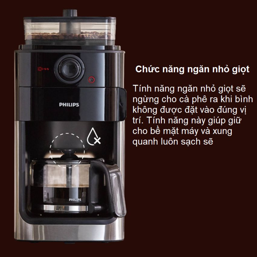 Máy pha cà phê, kèm xay hạt tự độn Philips Thương hiệu Hà Lan cao cấp HD7761/00 - Bảo Hành 24 Tháng, Hàng Nhập Khẩu