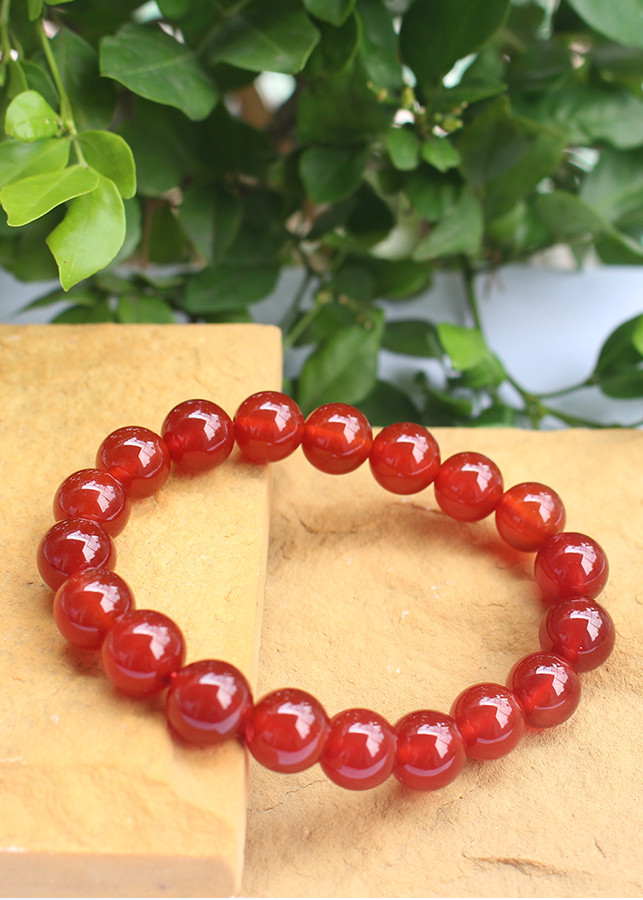 Vòng tay Đá mã não đỏ tự nhiên cho Tuổi Ngọ 10ly AKO5