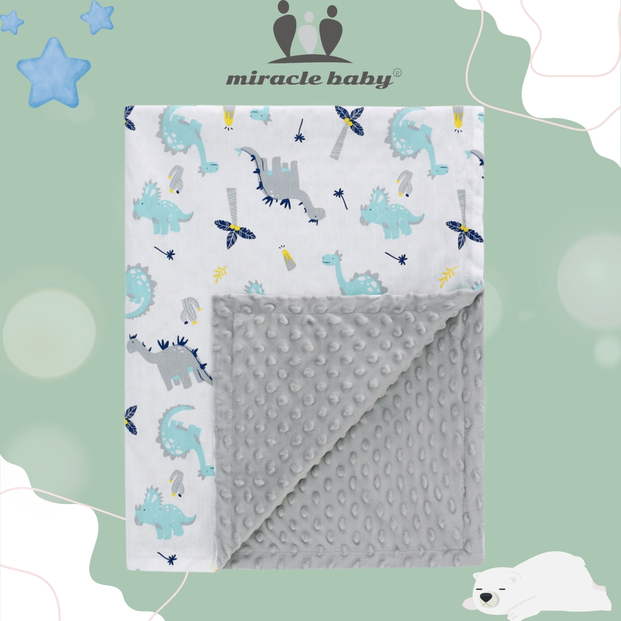 Chăn cotton 2 lớp Miraclebaby hạt đậu mềm cho bé 100*75cm chất lượng