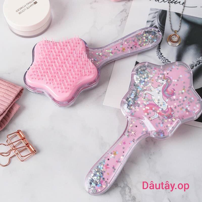 LƯỢC CHỐNG RỐI HÌNH PONY NGÔI SAO CÓ KIM TUYẾN BẰNG NHỰA HÌNH NGẪU NHIÊN