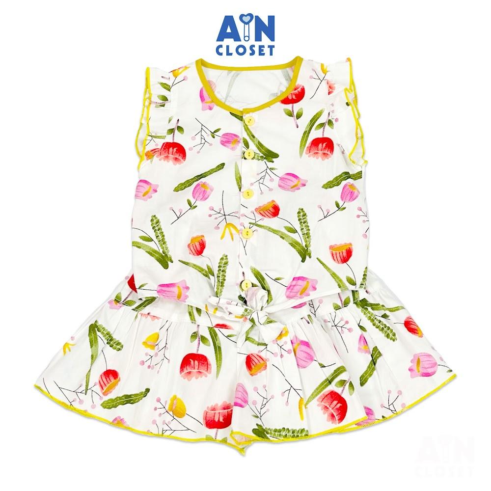 Bộ quần áo Ngắn bé gái họa tiết hoa Kim Hương cotton - AICDBGTOAPOI - AIN Closet