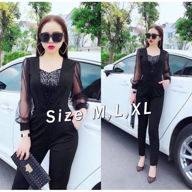 Jum dài tay phối lưới đính kim sa ngực xinh xắn