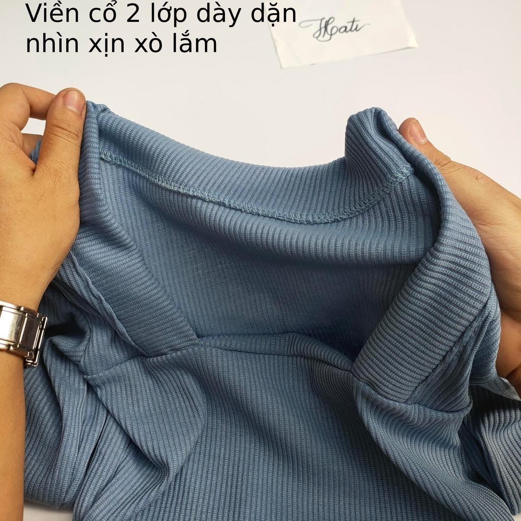 Áo thun gân ôm body tay dài cổ vuông A014