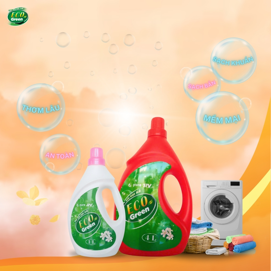 Nước Giặt Xả Sinh Học EcoGreen - Quần Áo Sạch Sẽ Và Lưu Hương Dài Lâu Cả Ngày - CAN 1L/ 4L