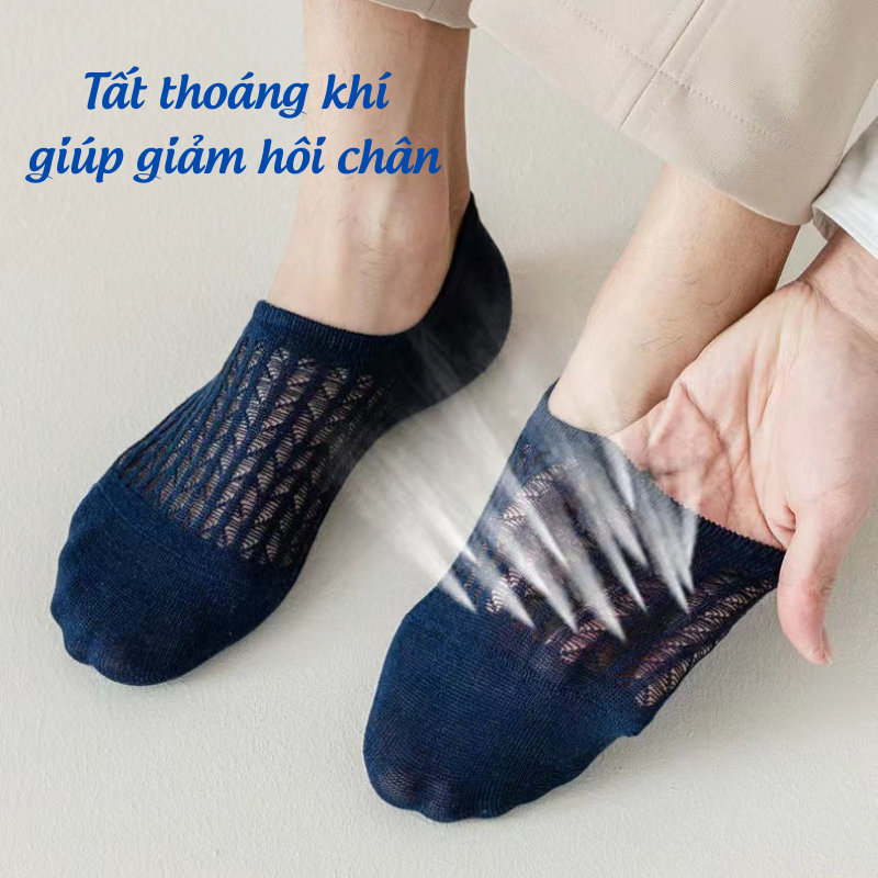 Combo 5 Đôi Tất Lười Nam Nữ TL02 Dạng Lưới Thoáng Khí Chống Hôi Chân Đến 99