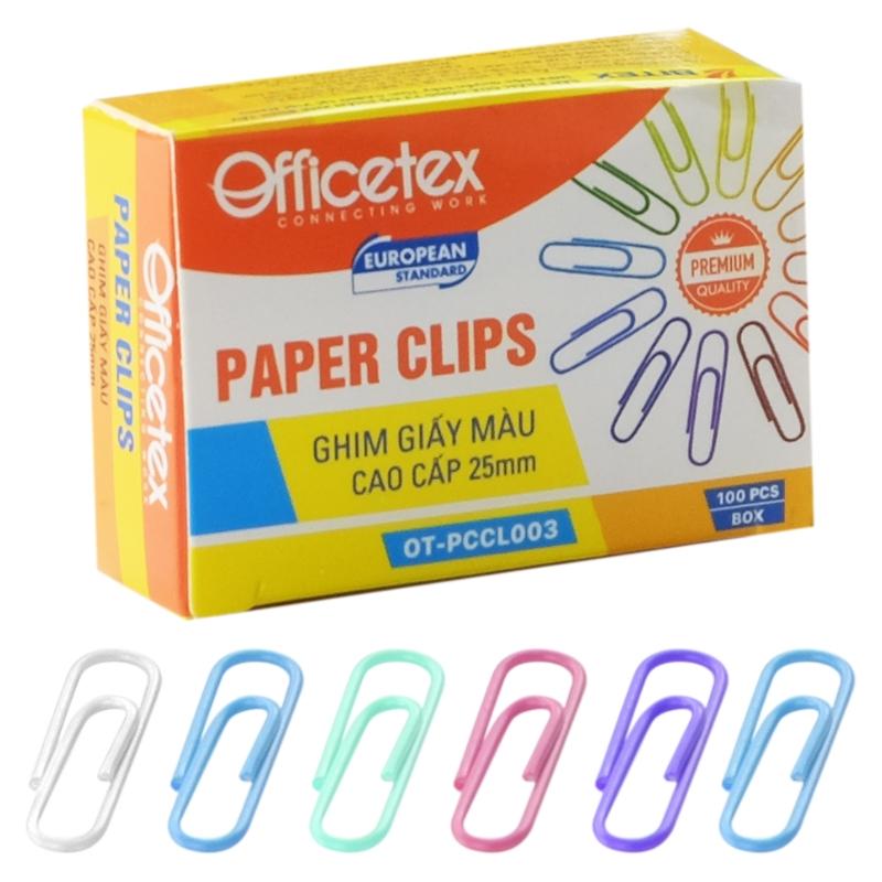 Ghim Giấy Màu Cao Cấp 25 mm Officetex OT-PCCL003 (100 Ghim/Hộp)