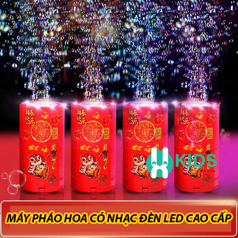 Máy phun thổi bong bóng tự động pin sạc có đèn led, phát nhạc loại cao cấp - Đồ chơi Tết năm mới vui nhộn cho bé