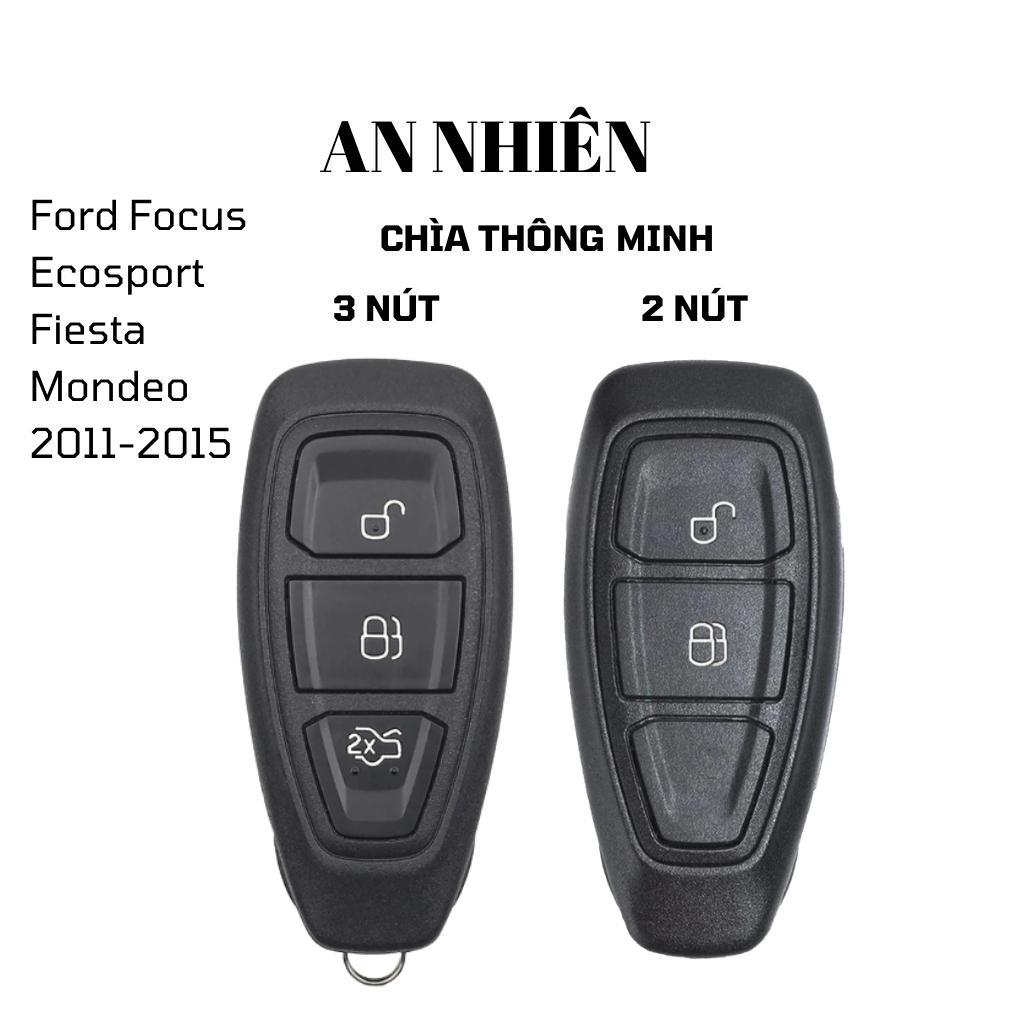 Bao da dành cho móc khoá bọc ốp chìa khóa xe ô tô Ford Focus, Ecosport, Fiesta, Mondeo 2011 - 2015, chìa thông minh, Ford4,4B