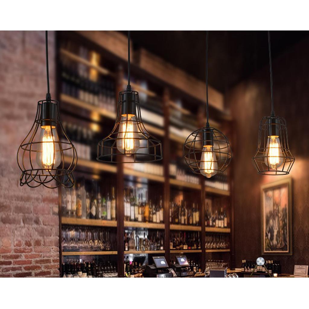 2pcs Vintage Metal Guard Pendant Light Bulb Cage Ceiling Hanging Lampshade