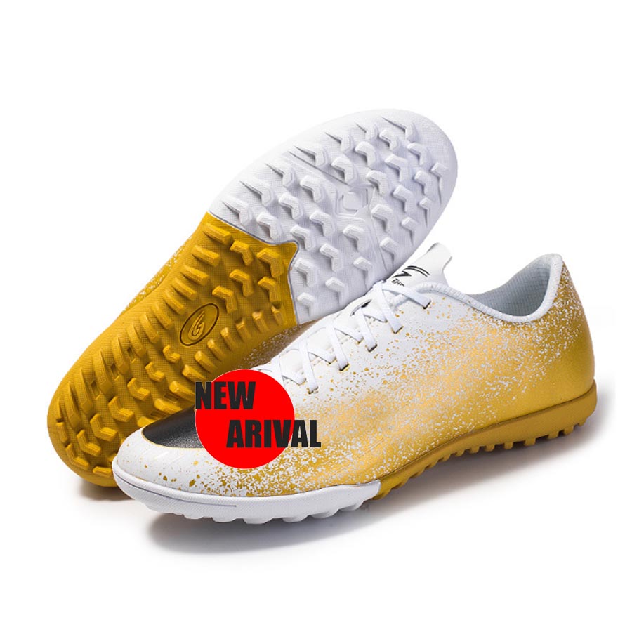 Giày bóng đá nam - giày đá  bóng, đá banh sân cỏ nhân tạo HMH-trắng vàng