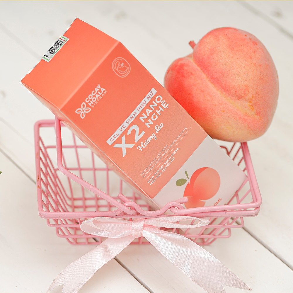 Dung Dịch Vệ Sinh Phụ Nữ Gel X2 Nano Nghệ Hương Đào Chín Hồng Mịn Se Khít Lưu Hương 150ml COCAYHOALA Tặng Kèm 1 gói Bột cần tây