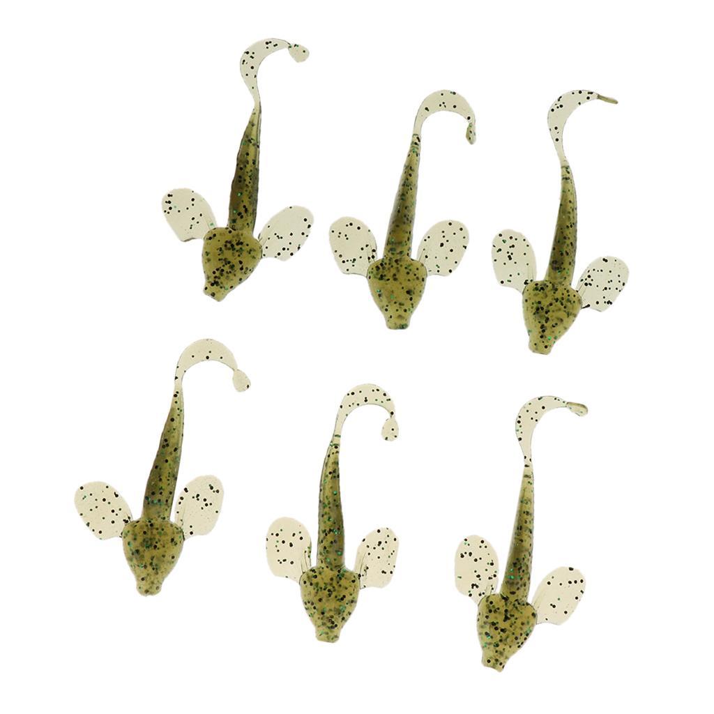 6x Capuchin Soft Artificial Grub Worm Baits Lures Fishing Tackle Jig Head Equipment