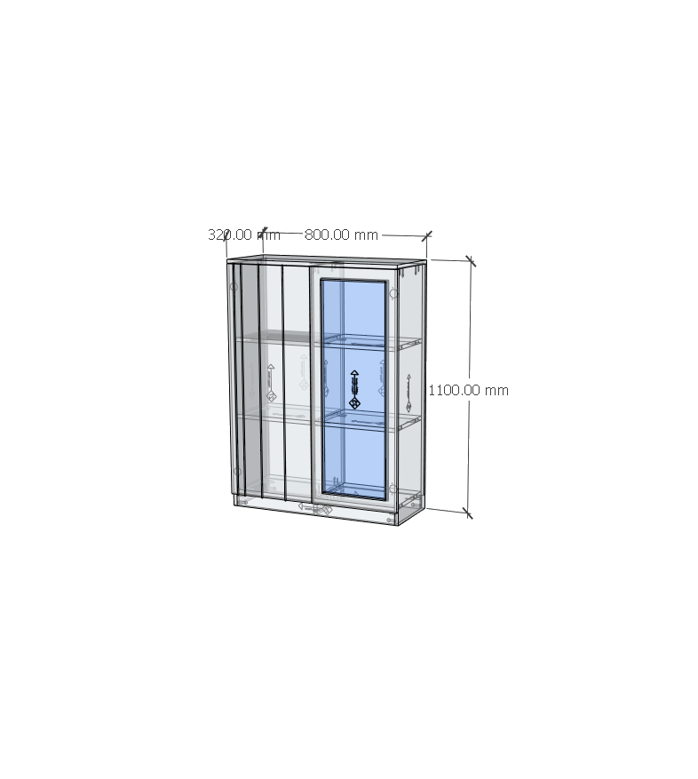 [Happy Home Furniture] JOVIE, Tủ lưu trữ cửa kính 2 cánh mở , 80cm x 32cm x 110cm ( DxRxC), TCM_164