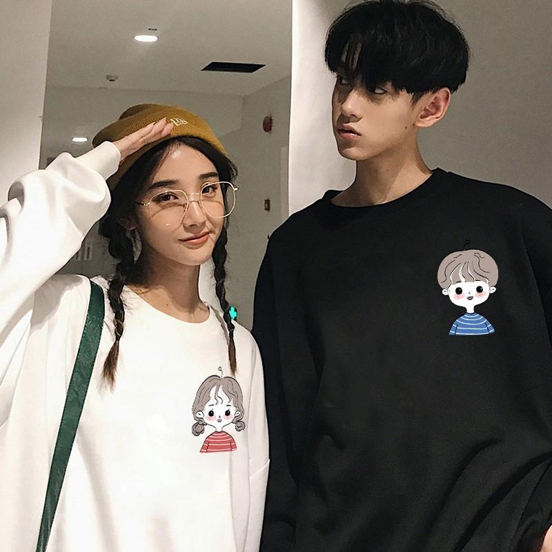 Áo Đôi Sweater Chàng trai cô gái phong cách Ulzzang Hàn Quốc tay dài họa tiết in hình cá tính CoolZ CZ689