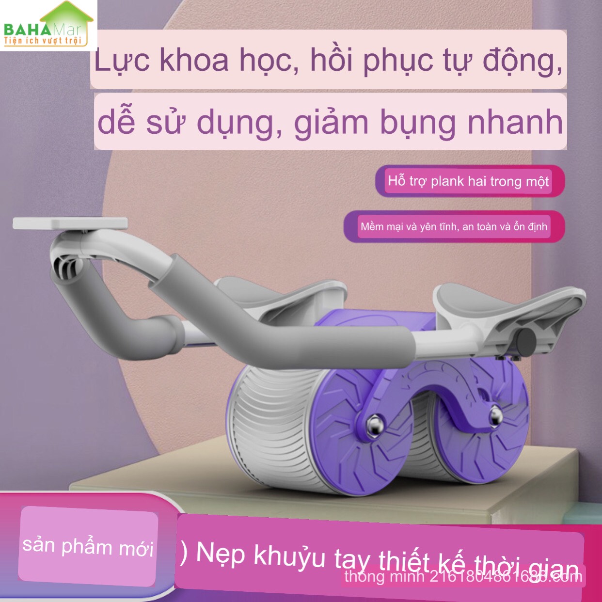 CON LĂN TẬP THỂ DỤC 2 IN 1 TỰ ĐỘNG LĂN TẠO CƠ BỤNG PHẲNG VÀ HỖ TRỢ KHUỶU TAY "BAHAMAR" Hoàn hảo cho phòng tập thể dục tại nhà, đủ tiện lợi để đi du lịch