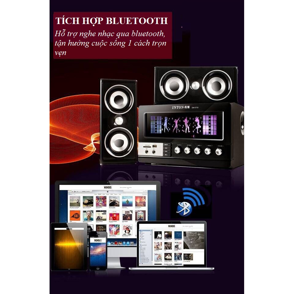 Bộ 3 Loa Bluetooth Nghe Nhạc SM-6700 Hỗ Trợ Hát Karaoke, Cáp AUX - Hàng Nhập Khẩu