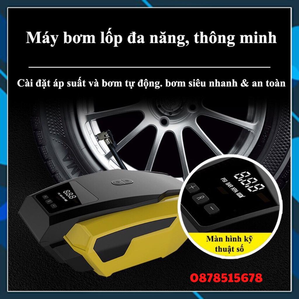 Bơm Lốp Ô Tô, Xe Hơi Thông Minh, Màn Hình Điện Tử Tự Ngắt Kèm Đèn LED Chiếu Sáng - VIDEO THỰC TẾ - BH 6 THÁNG