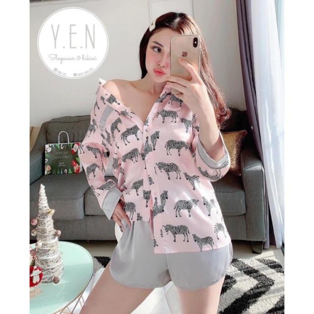 (Freesize 75kg)Đồ bộ nữ mặc nhà- pijama phi lụa cao cấp free size