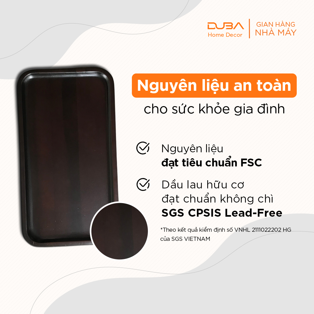 Khay trà gỗ, thớt gỗ decor, đĩa trang trí màu óc chó chuẩn an toàn xuất khẩu - chính hãng DUBA