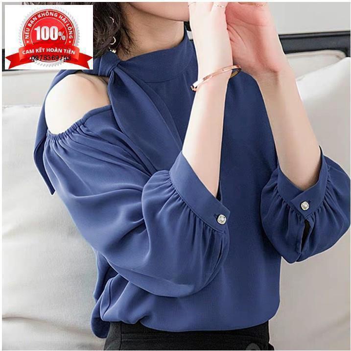 Áo Tay Lở Cổ Lọ Vai Nơ