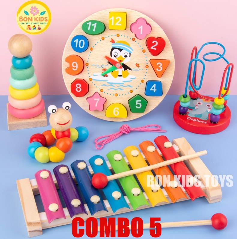 Combo Đồ chơi gỗ Montessori cho bé tư duy, phát triển trí tuệ vừa học vừa chơi - Đồ chơi giáo dục cho bé