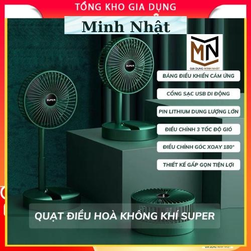 Quạt tích điện mini gấp gọn tròn cao cấp kèm giá đỡ điện thoại tiện lợi bền đẹp