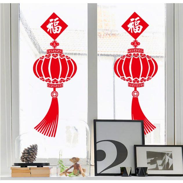 Decal trang trí Tết - Lồng Đèn đỏ Treo đón tết