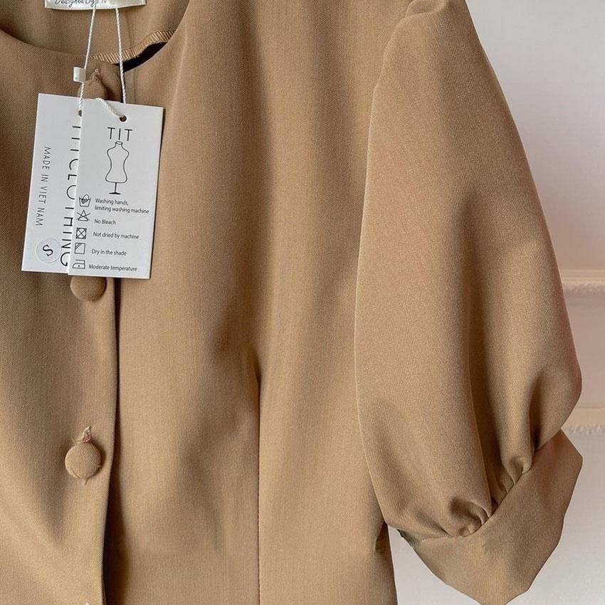 Áo nâu Bigsize nút bọc ChubbyBigsize