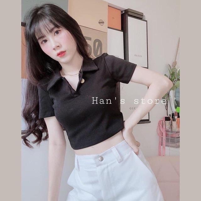 Áo Croptop Polo Basic Ngắn Tay