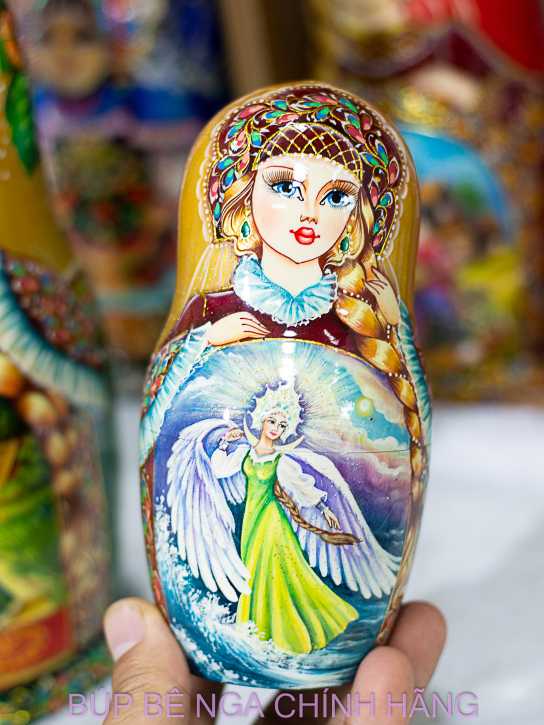 BỘ BÚP BÊ NGA MATRYOSHKA CAO CẤP 10 LỚP 26CM HOA VĂN "CHUYỆN CỔ TÍCH VUA SALTAN" CỰC ĐẸP VÀ SANG TRỌNG