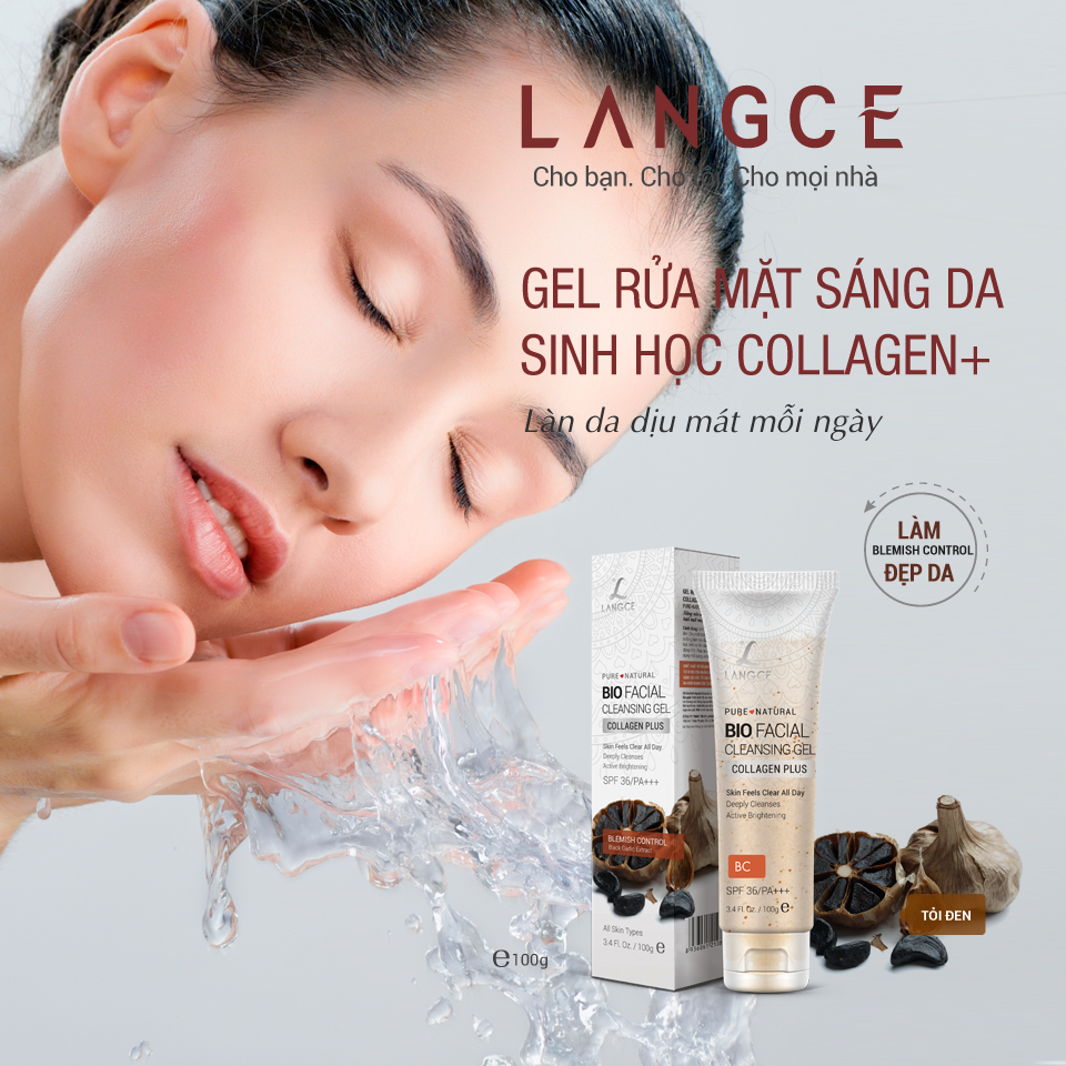 GEL RỬA MẶT COLLAGEN+ ĐẸP DA 100ml - TỎI ĐEN - TRẺ HÓA DA LANGCE