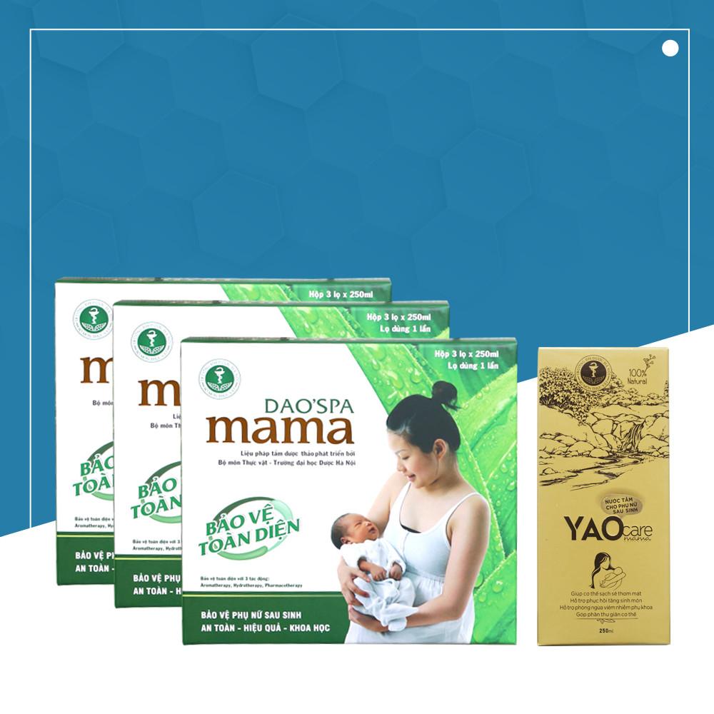 Combo 3 hộp xông tắm sau sinh Dao'spa mama và 1 hộp xông ngâm vùng kín Yaocare mama - DK Pharma