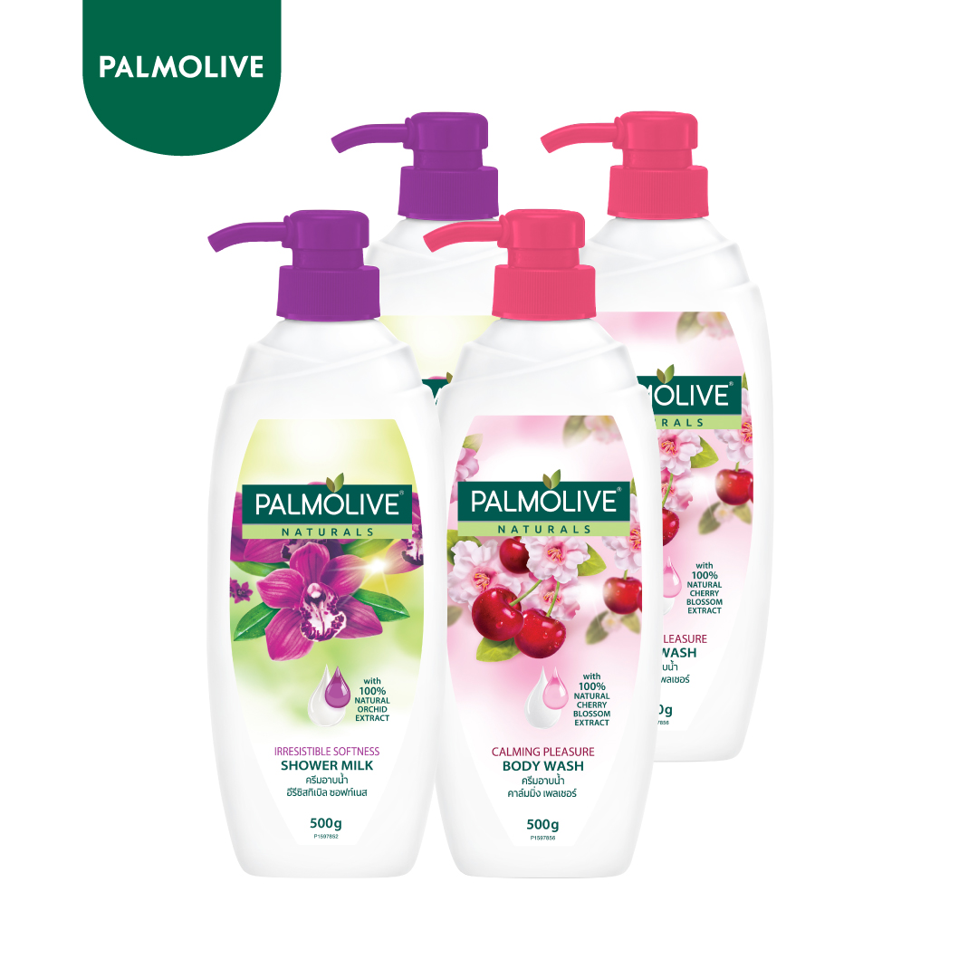 Bộ 4 Sữa tắm Palmolive Naturals chiết xuất 100% thiên nhiên 500g chiết xuất từ hoa anh đào và phong lan