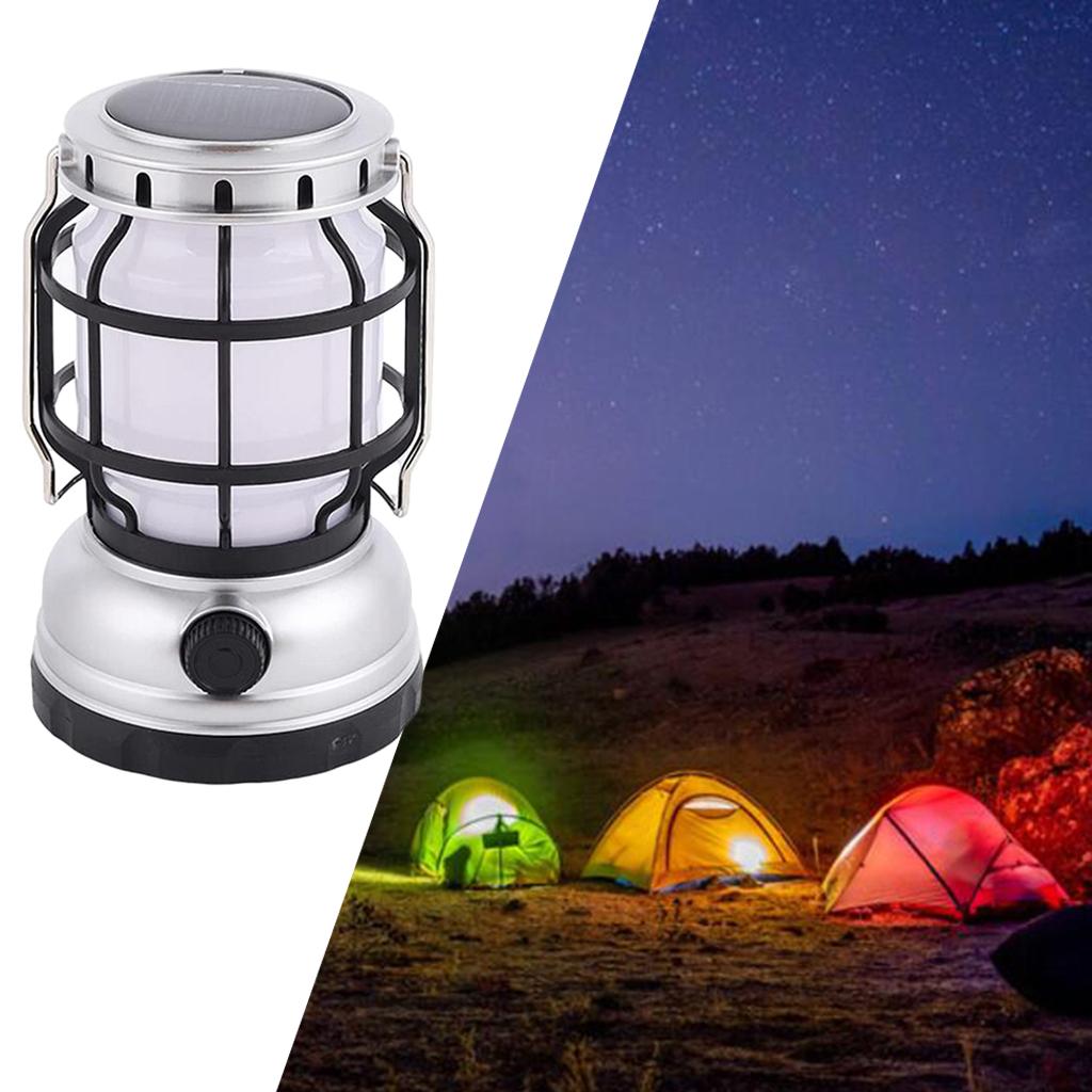 Solar Camping Lantern Phone Charger Waterproof Hanging Lamp Lighting