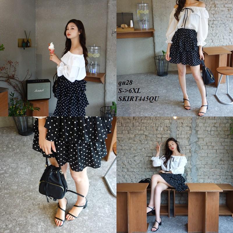 SKIRT361 CHÂN VÁY XÒE BÈO NHÚN CHẤM BI