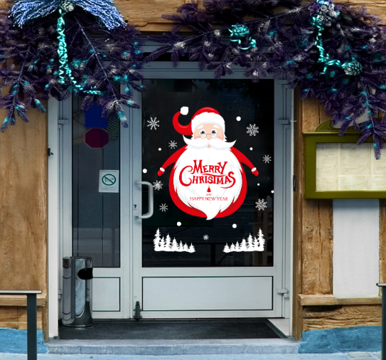Decal trang trí Noel - Ông già Noel và bộ râu trắng