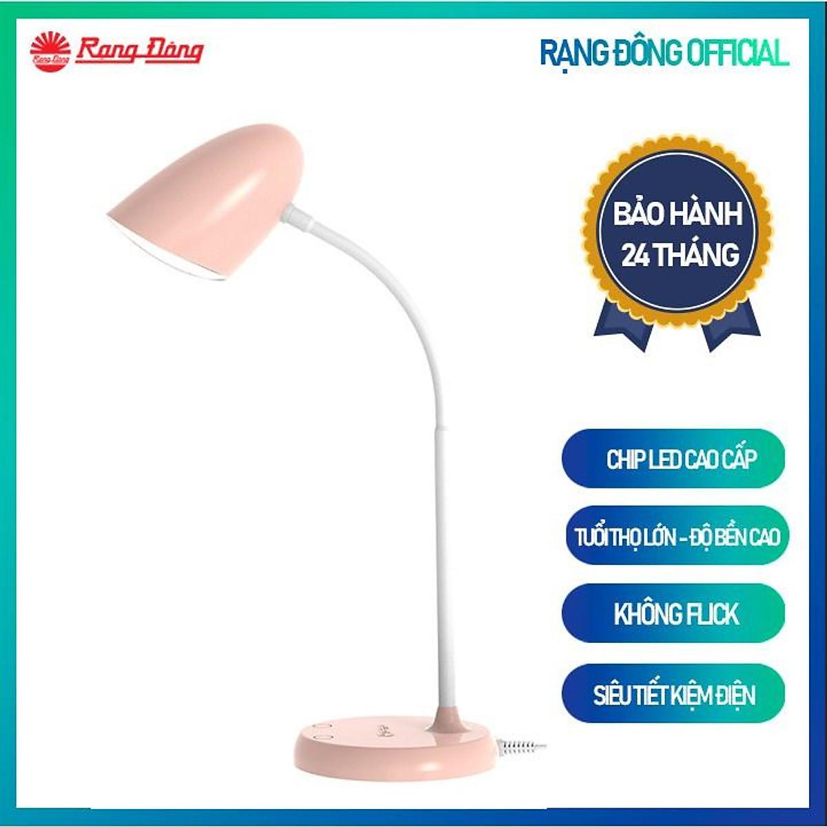 Đèn bàn bảo vệ thị lực cảm ứng và thay đổi ánh sáng Rạng Đông Model: RD-RL-38.PLUS 6W ánh sáng tự nhiên - Hồng cam