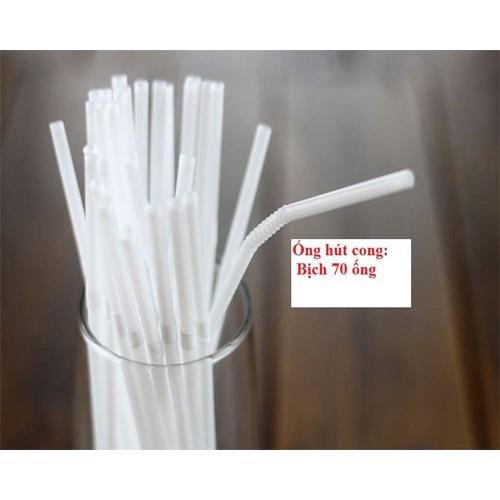 Bịch 70 ống hút nhựa bẻ cong phi 6 màu trắng